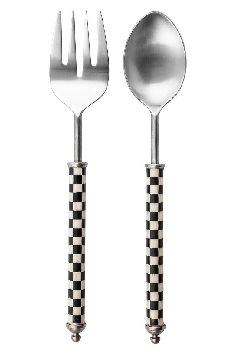 Supper Club Salad Serving Set, Main, color, BLACK/ WHITE