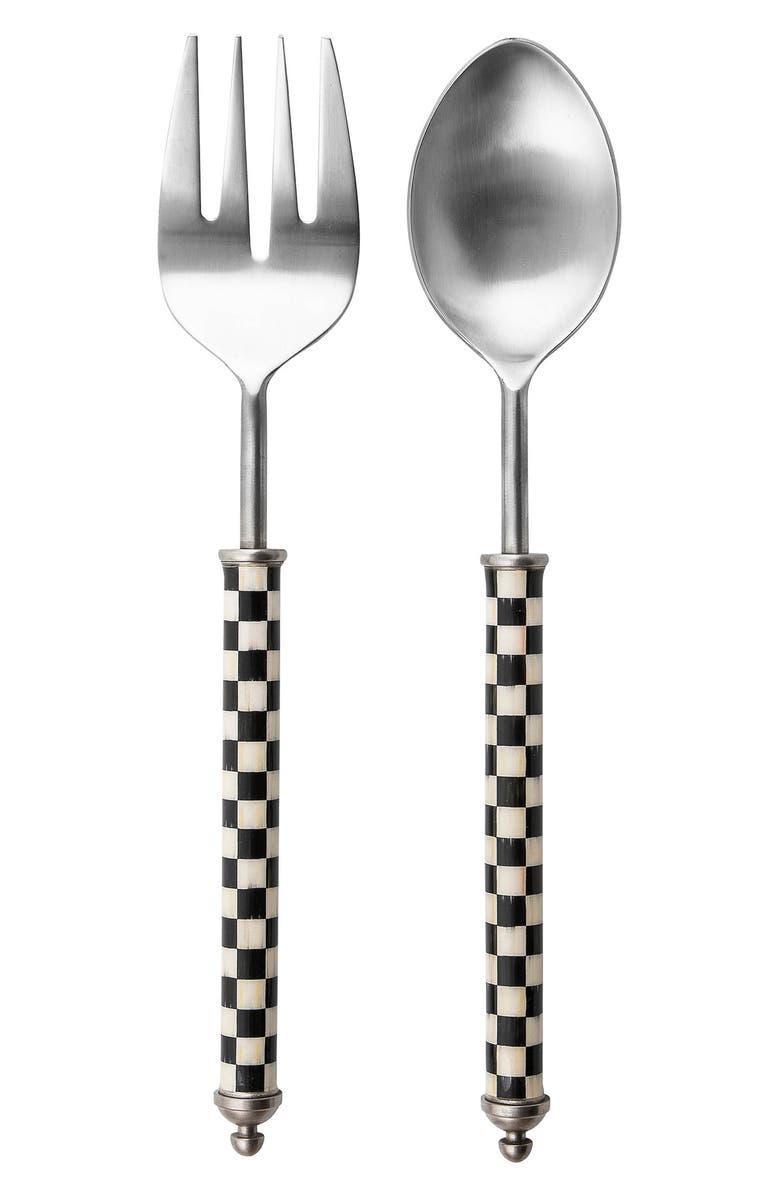 MACKENZIE CHILDS Supper Club Salad Serving Set, Main, color, Black/ White