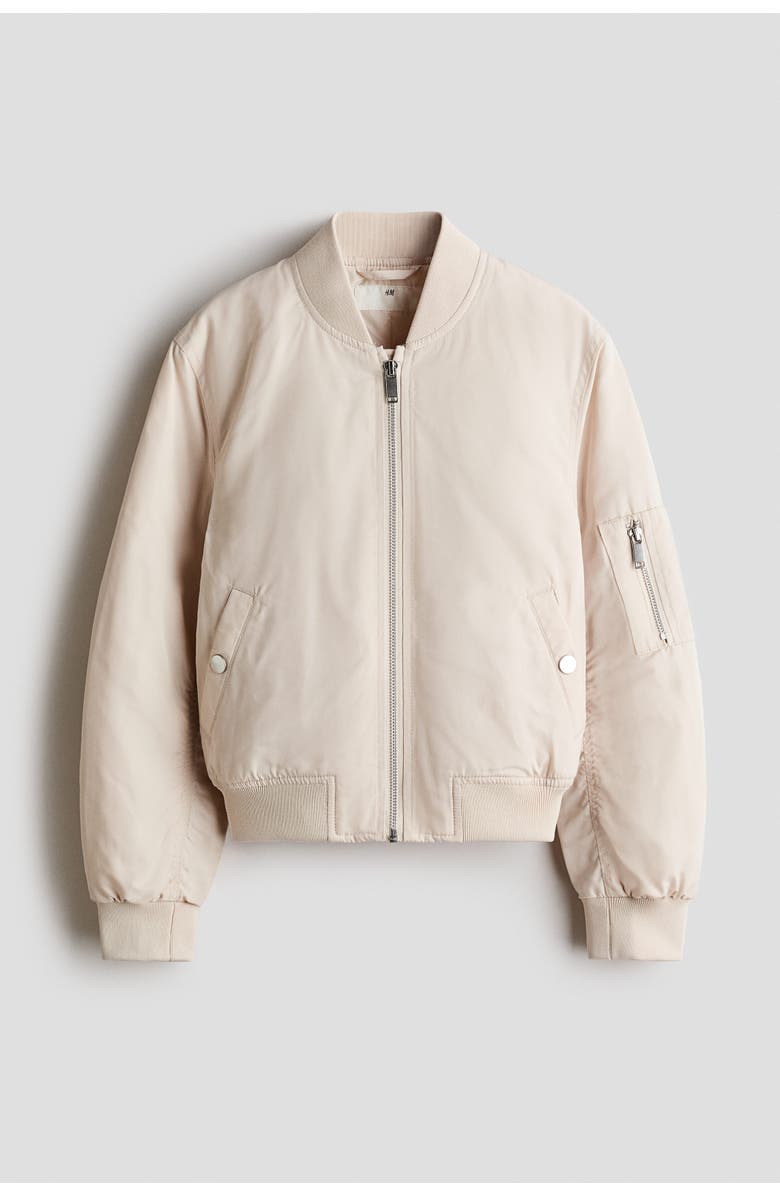 H&M Padded Bomber Jacket, Main, color, Light Beige
