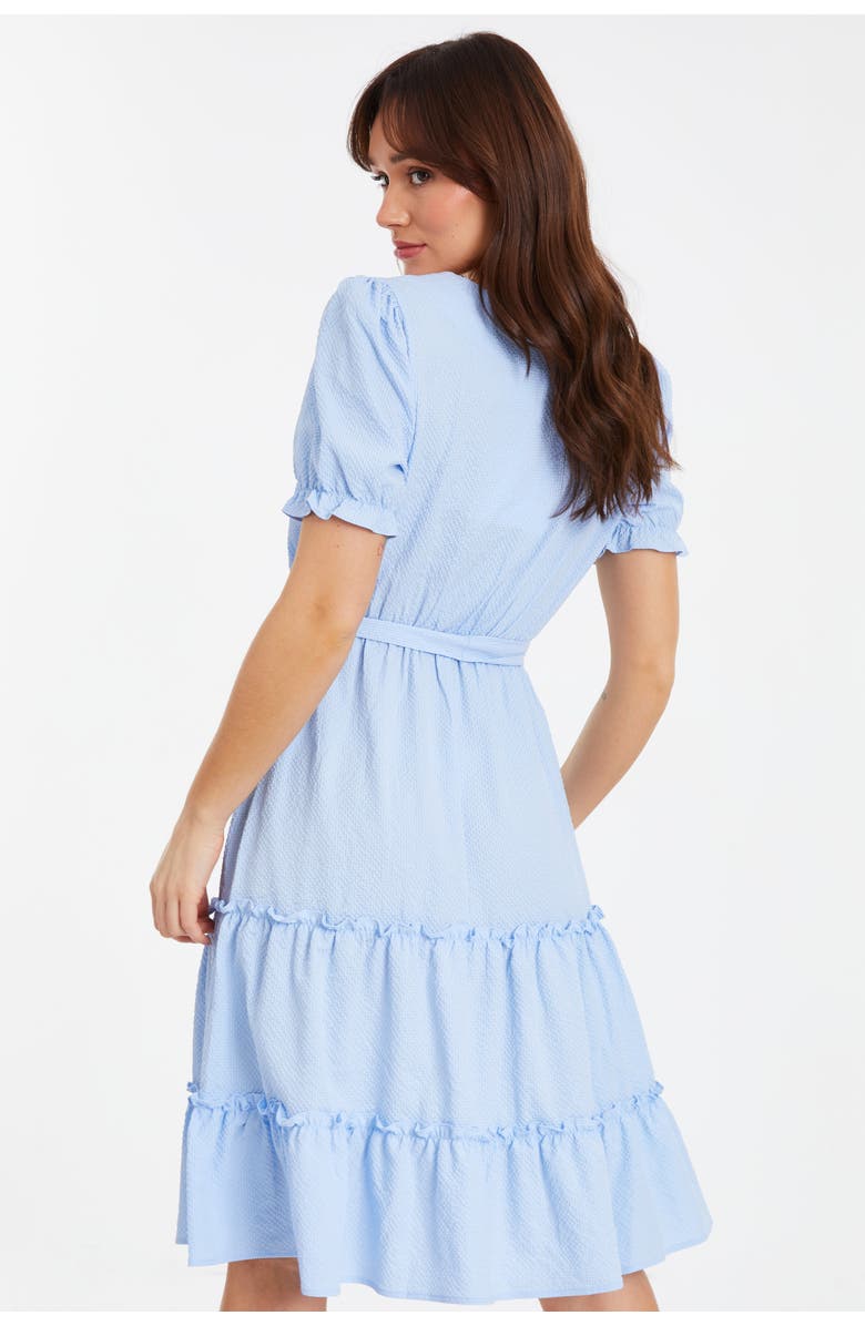 QUIZ Textured Frill Detail Midi Dress, Alternate, color, Blue