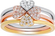 Queen Jewels Sterling Silver 3-Piece Tri-Color Ring Set