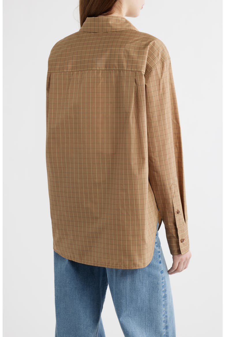 Connie Plaid Button-Up Shirt, Alternate, color, KHAKI PLAID