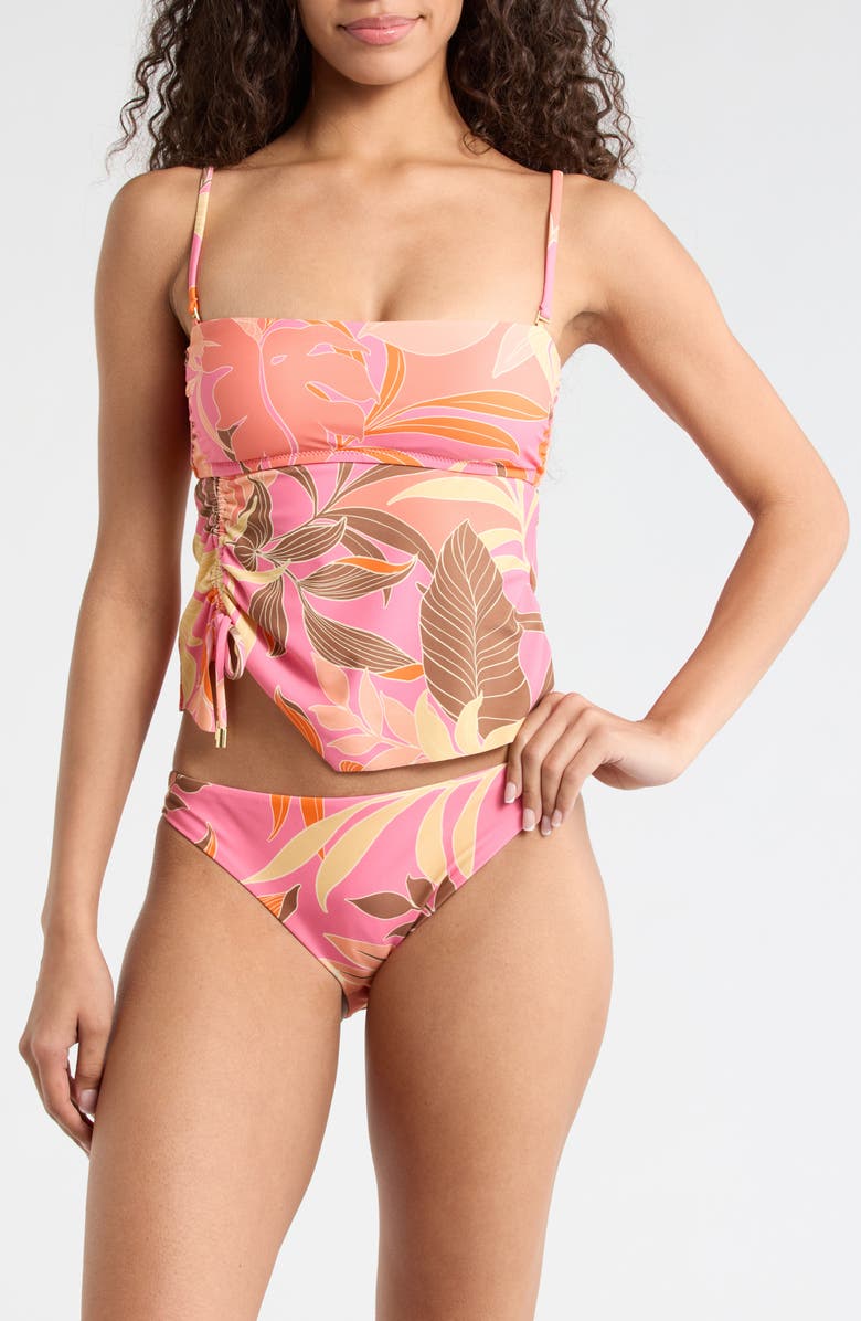 Sanctuary Ruched Side Bandeau Tankini Top, Alternate, color, Pink Multi