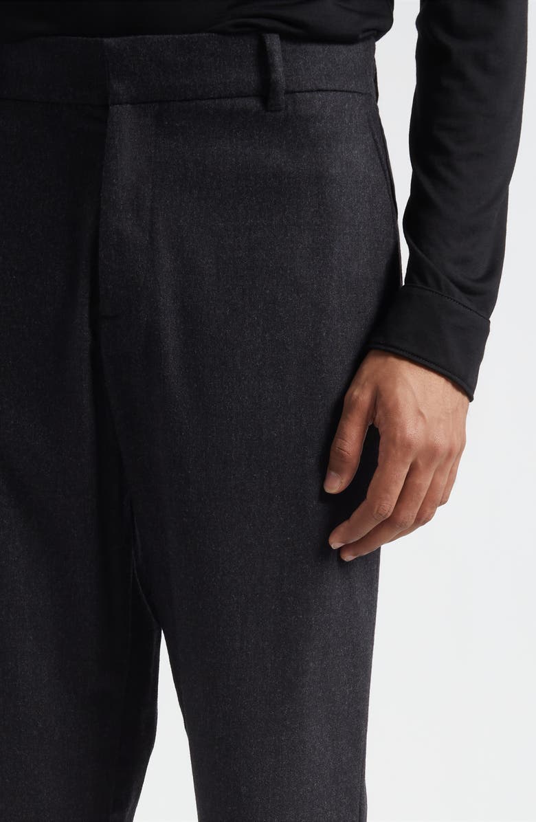 Sunspel Stretch Virgin Wool & Cashmere Flannel Trousers, Alternate, color, Charcoal Melange