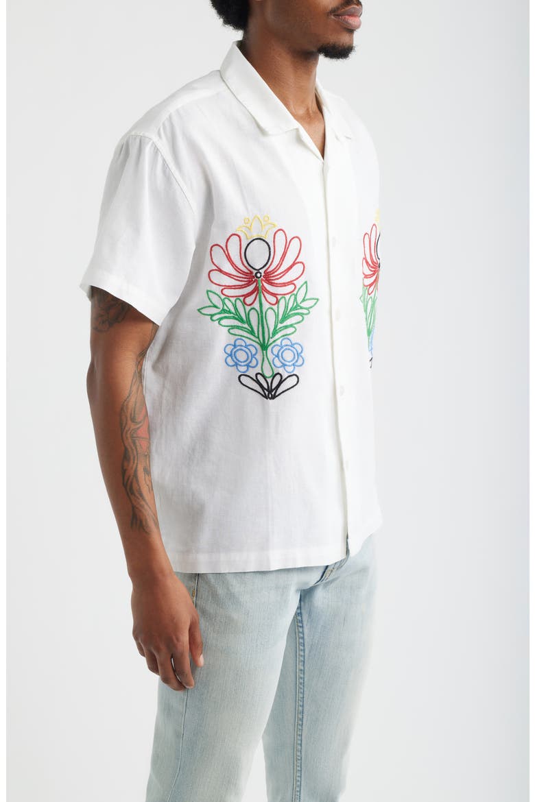 Perry Floral Camp Shirt, Alternate, color, WHITE