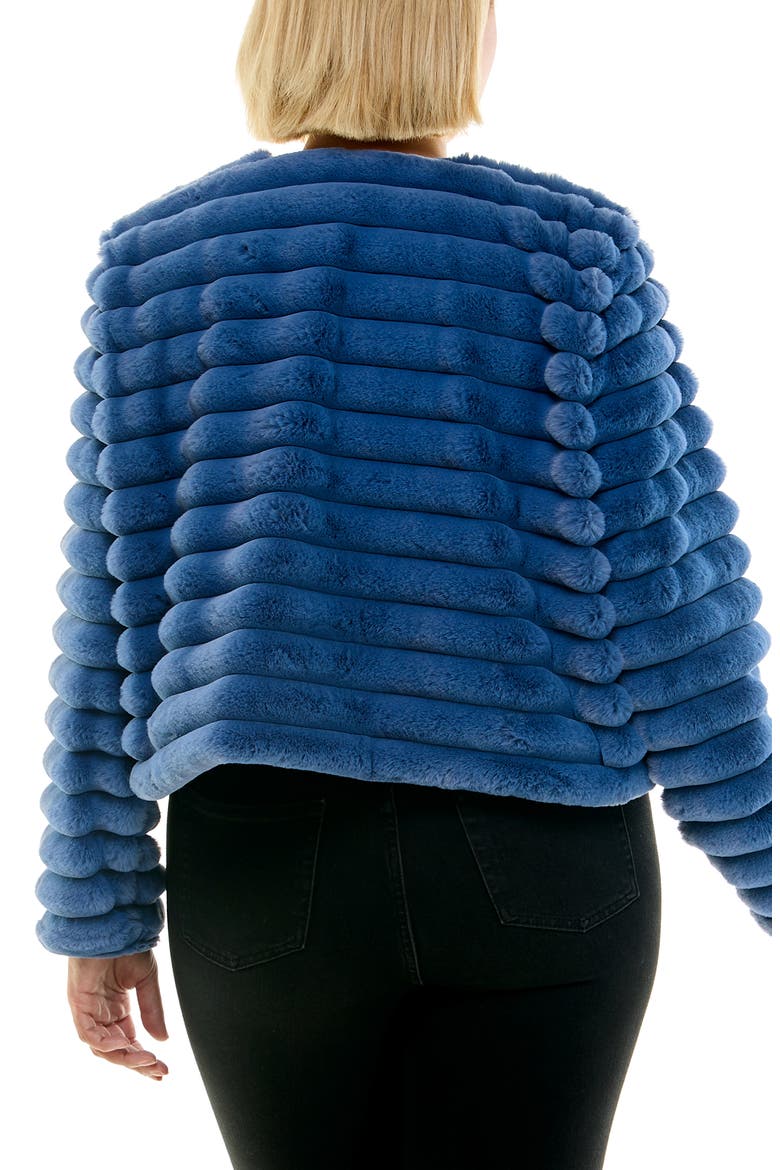 Faux Fur Bolero Jacket, Alternate, color, DENIM BLUE
