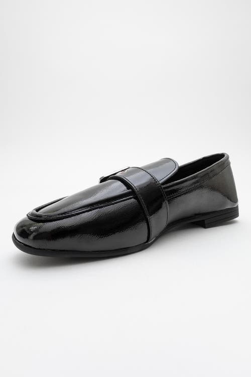 Forever & Always Shoes Jade Leather Flat Loafers In Black Patent Leather