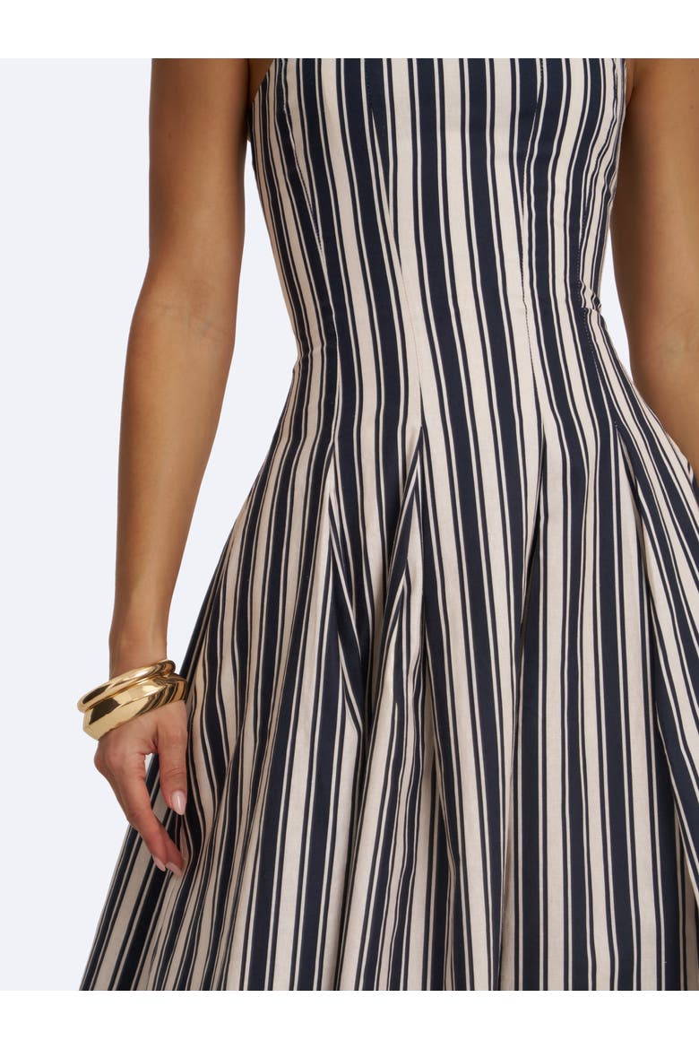 Wyanne Linen Striped Strapless Midi Dress, Alternate, color, Black & White