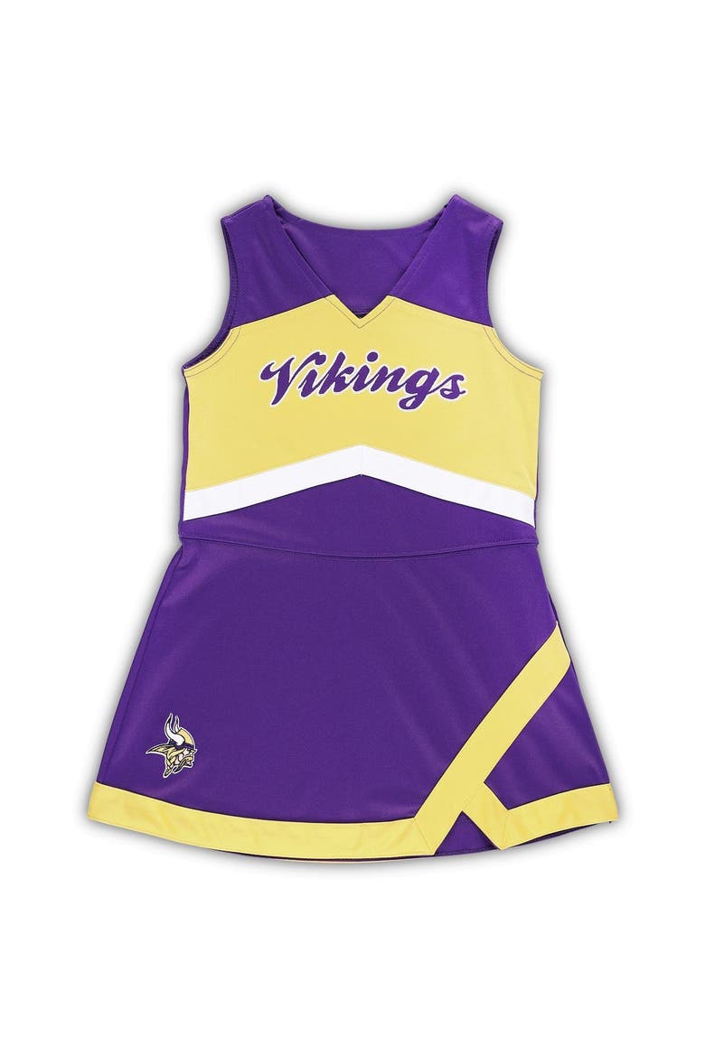 Girls Preschool Purple Minnesota Vikings Two-Piece Cheer Captain Jumper Dress with Bloomers Set, Alternate, color, Purple