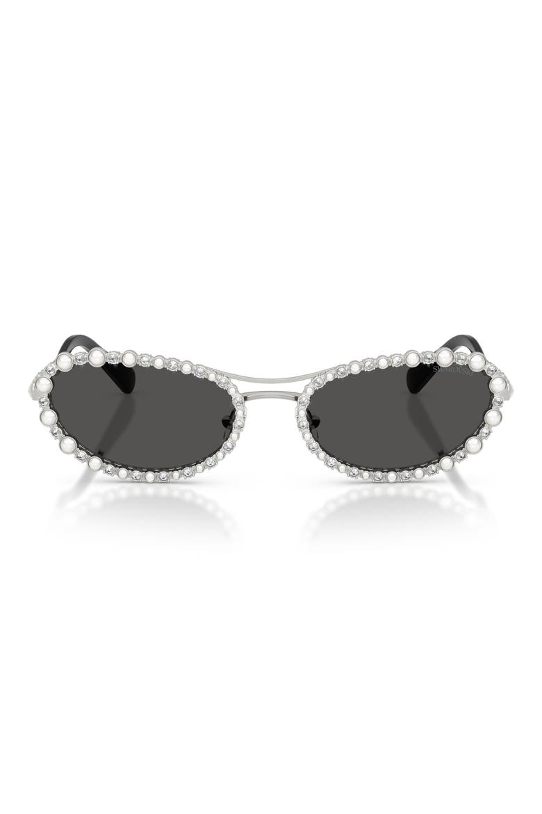 56mm Oval Sunglasses, Main, color, SILVER / DARK GREY