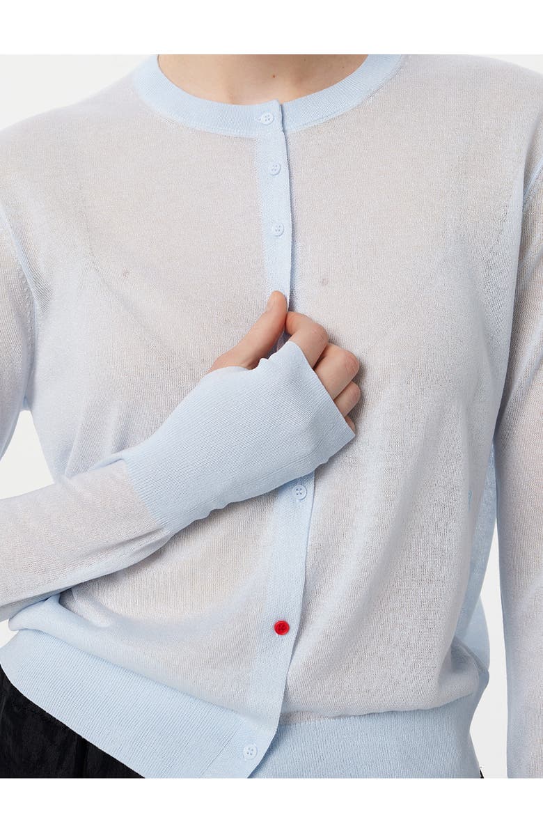 Alas Sheer Cardigan In Baby Blue, Alternate, color, Baby Blue