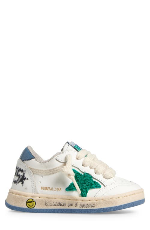 Golden Goose Kids' Ballstar Low Top Sneaker In White/green/light Blue