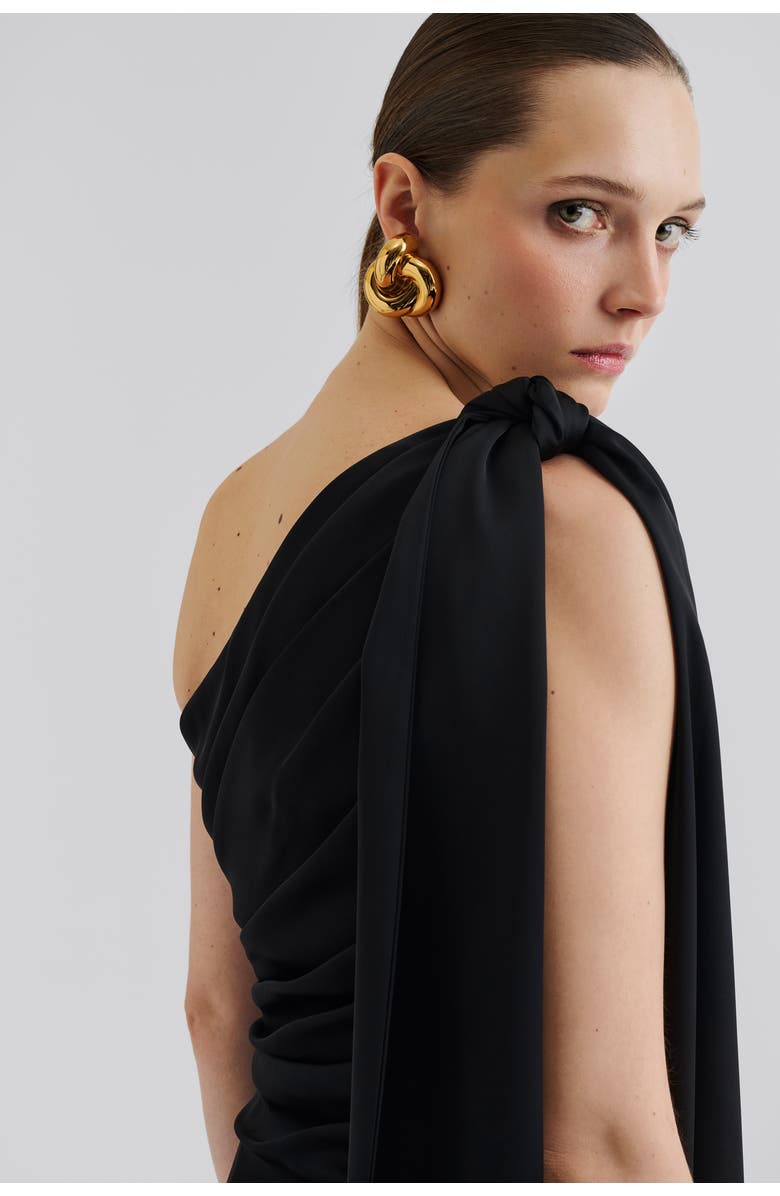 Malina Nelly Draped One Shoulder Mini Dress, Alternate, color, Black