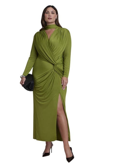 Scarf Detail Twist Front Maxi Dress (plus)