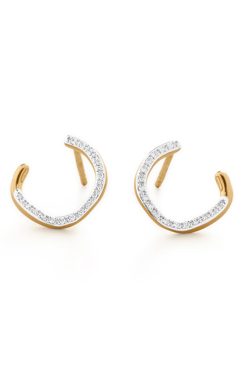 Monica Vinader Riva Pavé Diamond Wrap Stud Earrings, Main, color, 18Ct Gold Vermeil On Sterling