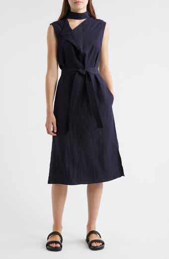 COS Cutout Mock Neck Tie Waist Midi Dress