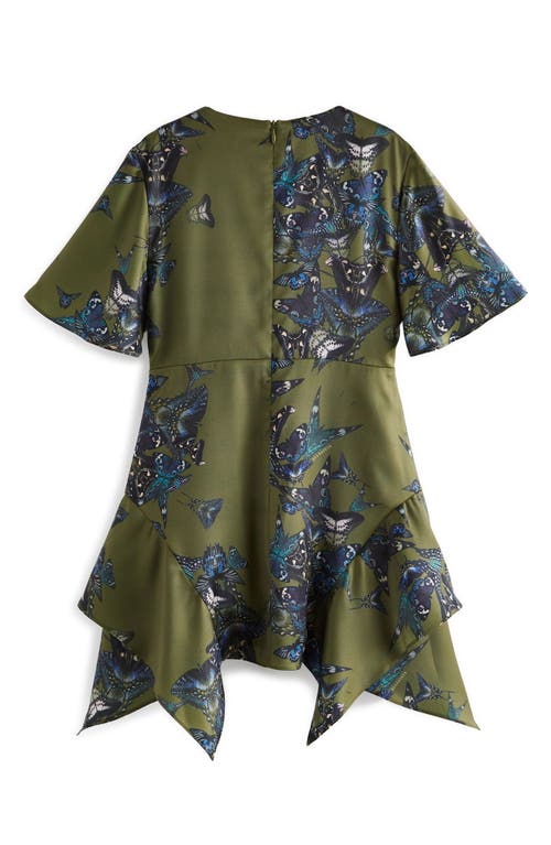 Smallsaints By Allsaints Kids' Butterfly Print Handkerchief Hem Dress In Green