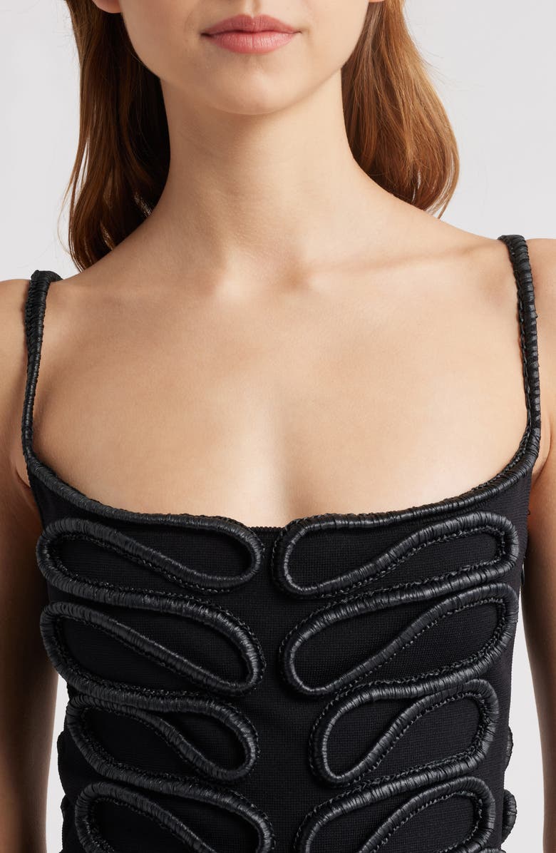 Cult Gaia Aimee Soutache Detail Knit Minidress, Alternate, color, Black