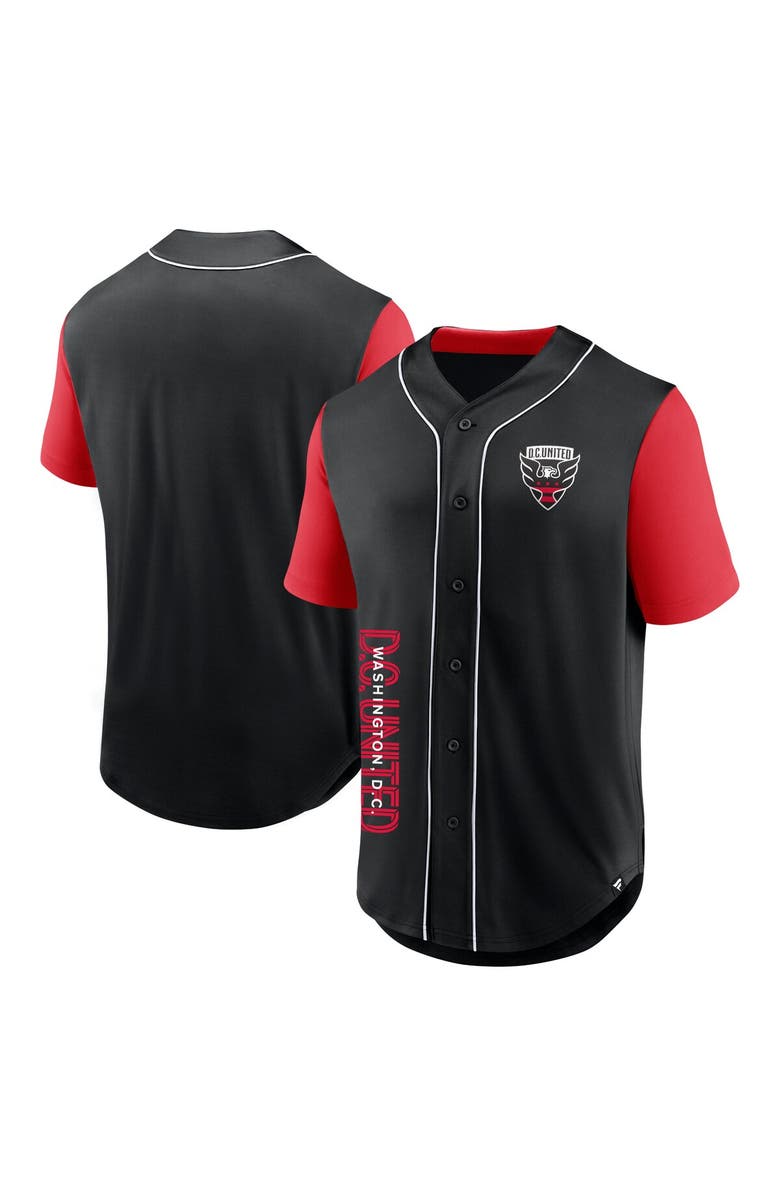 FANATICS Men's Fanatics Branded Black D.C. United Balance Fashion Baseball Jersey, Main, color, 
