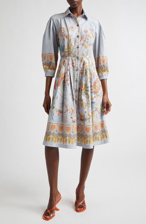 Floral Print Cotton Shirtdress