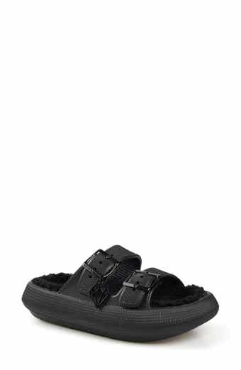ROCK AND CANDY Faux Shearling Slide Sandal