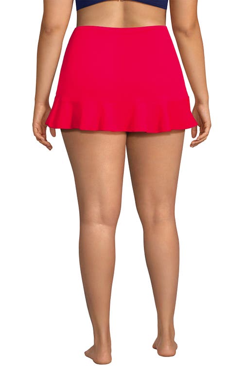 Lands' End Plus Size Pique Ruffle Hem Mini Swim Skirt In Coral Rose