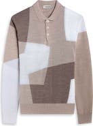 Bugatchi Colorblock Merino Wool Polo Sweater