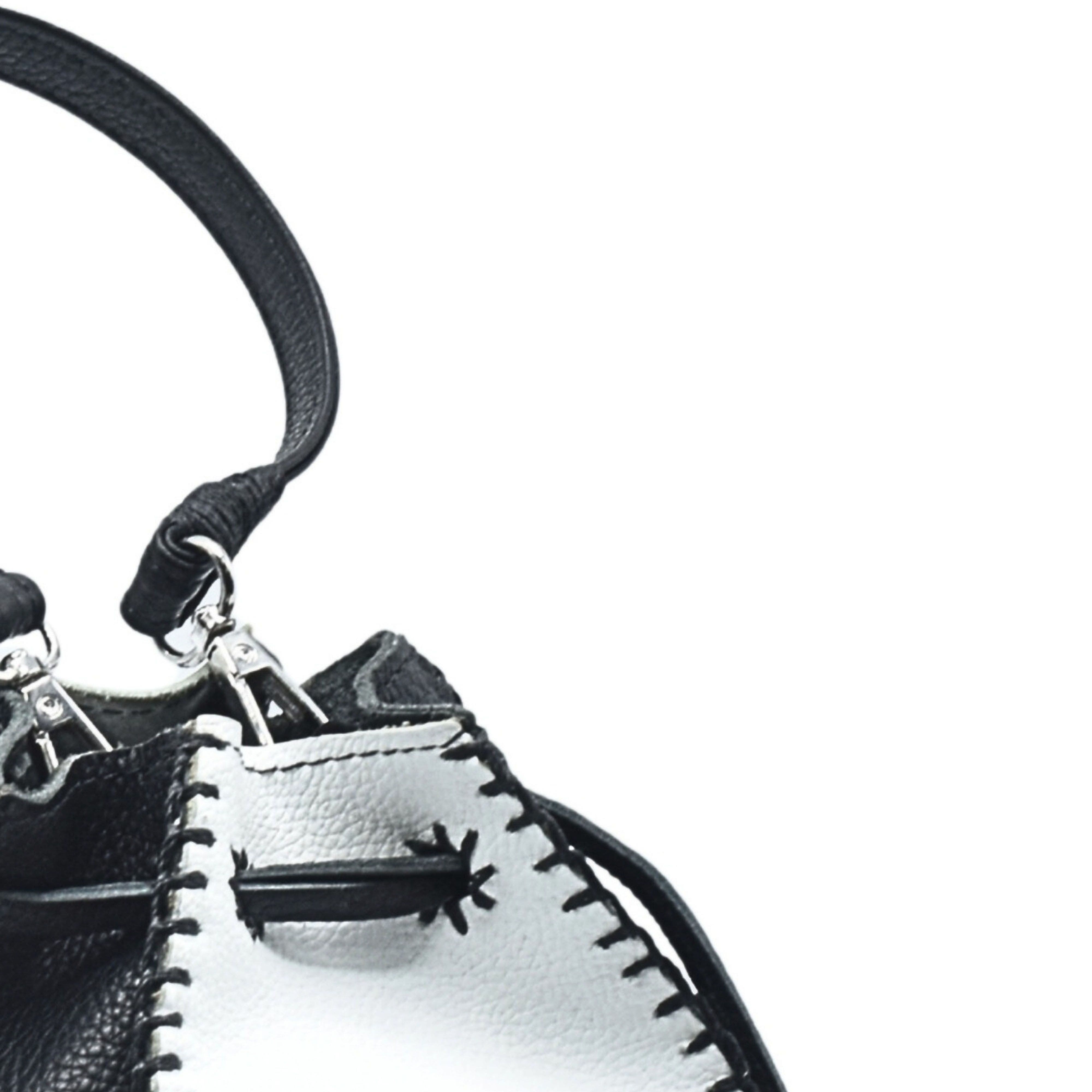 Mini Bucket Pouch Leather Bag, Alternate, color, Black White