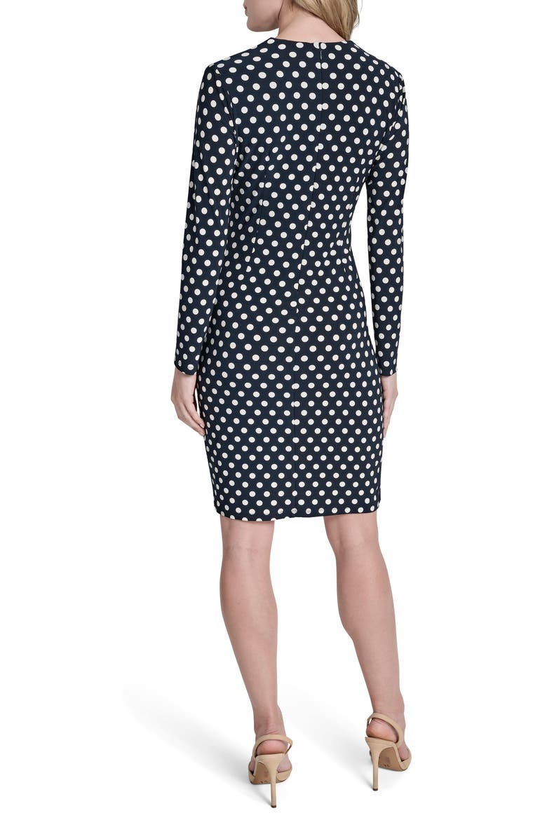 Faux Wrap Drape Long Sleeve Sheath Dress, Alternate, color, SPRING NAVY