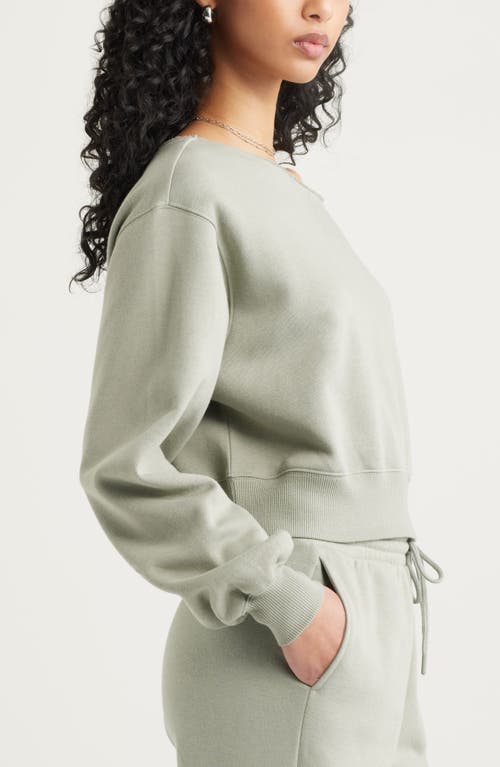 Bp. Fleece Detail Off The Shoulder Sweatshirt In Green