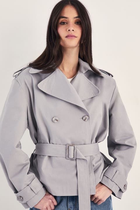 Double Breasted Short Trench Coat