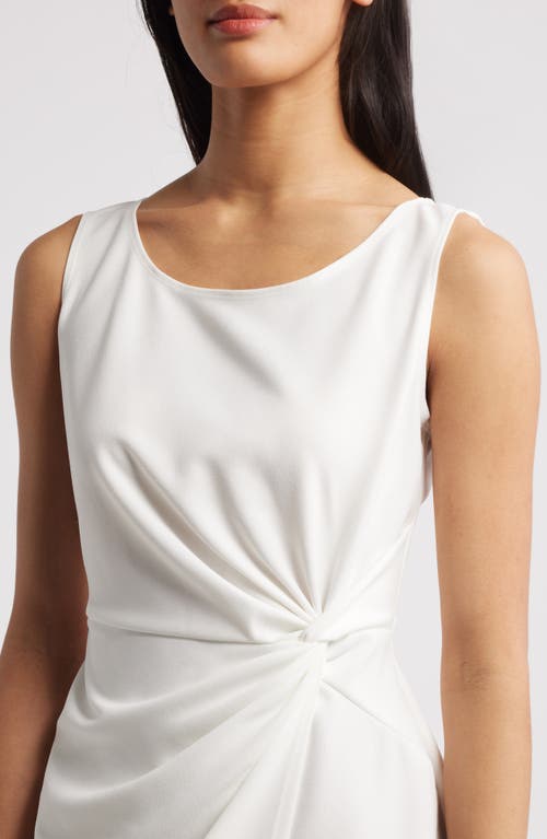 Connected Apparel Side Knot Sleeveless Sheath Midi Dress In Ivory
