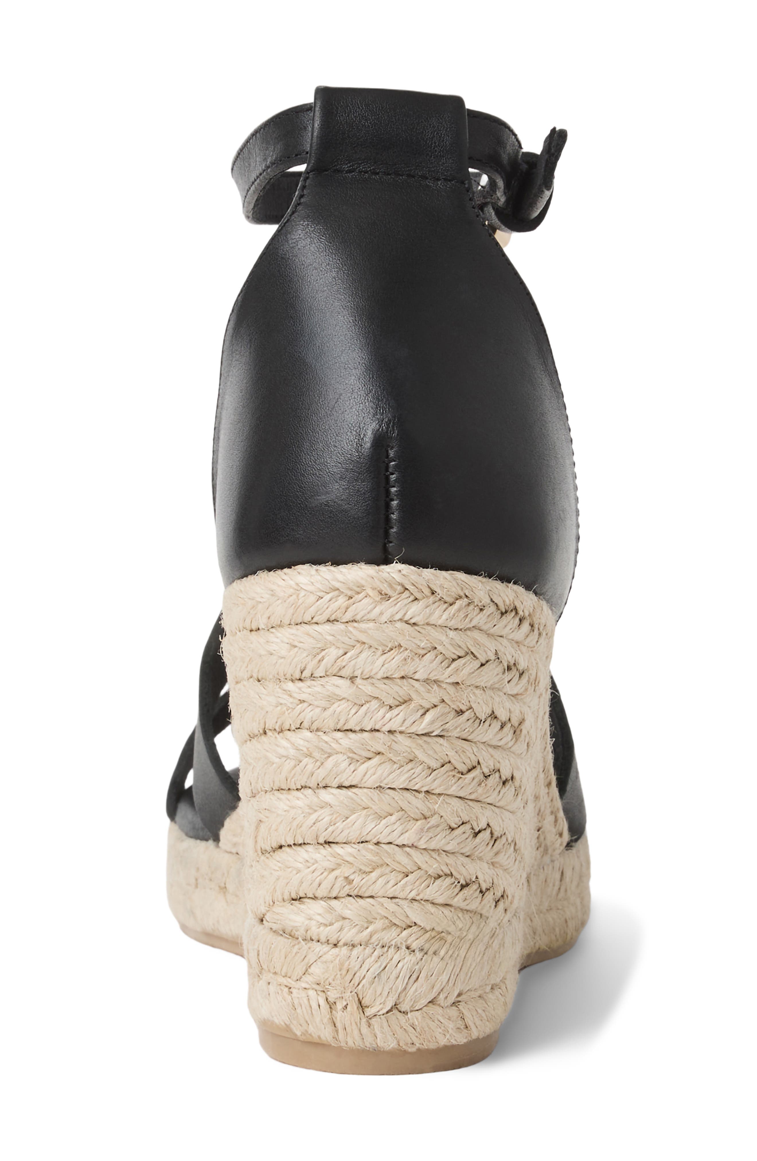 Bruno Magli Dina Ankle Strap Wedge Sandal, Alternate, color, Black Nappa