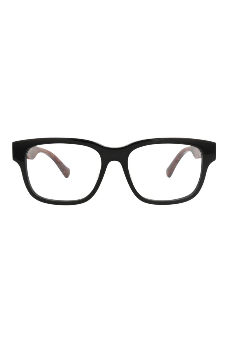 54mm Rectangular Optical Glasses, Main, color, BLACK BLACK TRANSPARENT