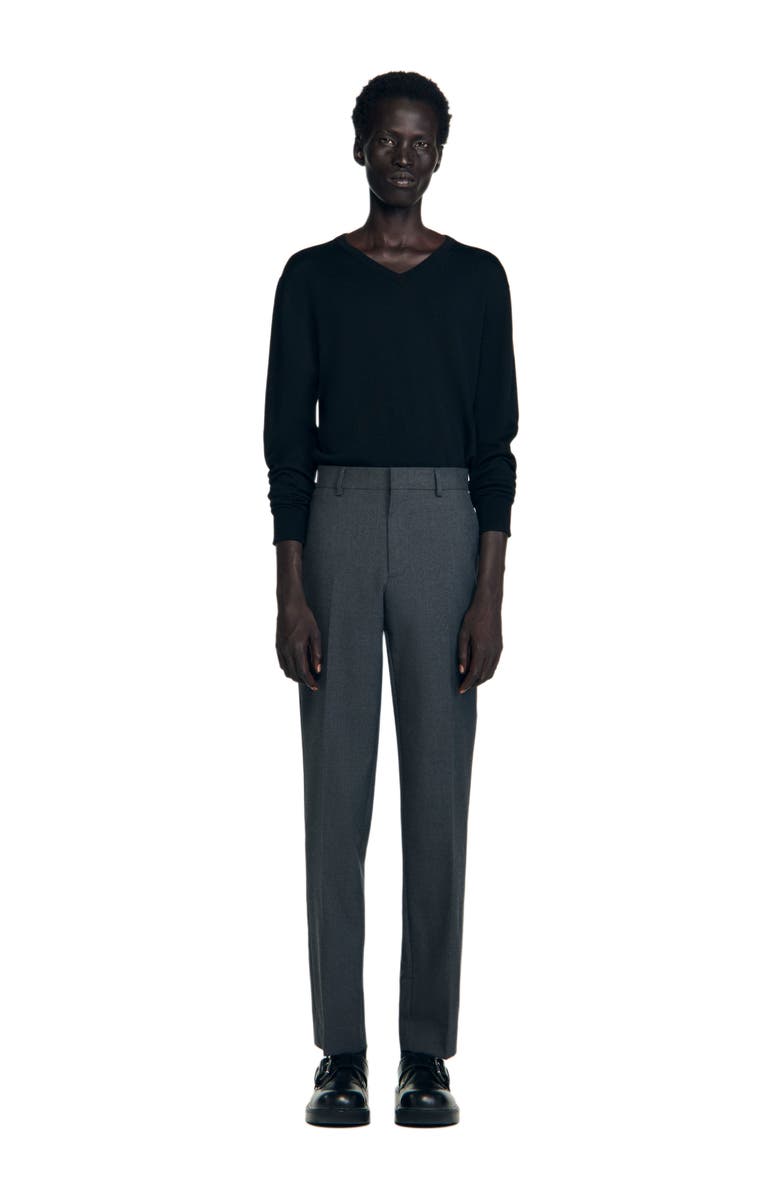 SANDRO Virgin wool suit trousers, Main, color, Heather Charcoal