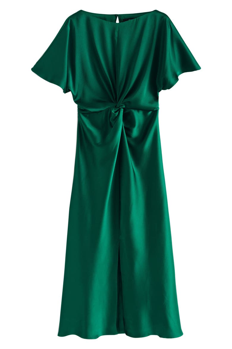 Center Twist Satin Midi Dress, Main, color, GREEN