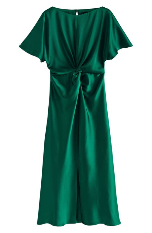 Next Center Twist Satin Midi Dress In Green