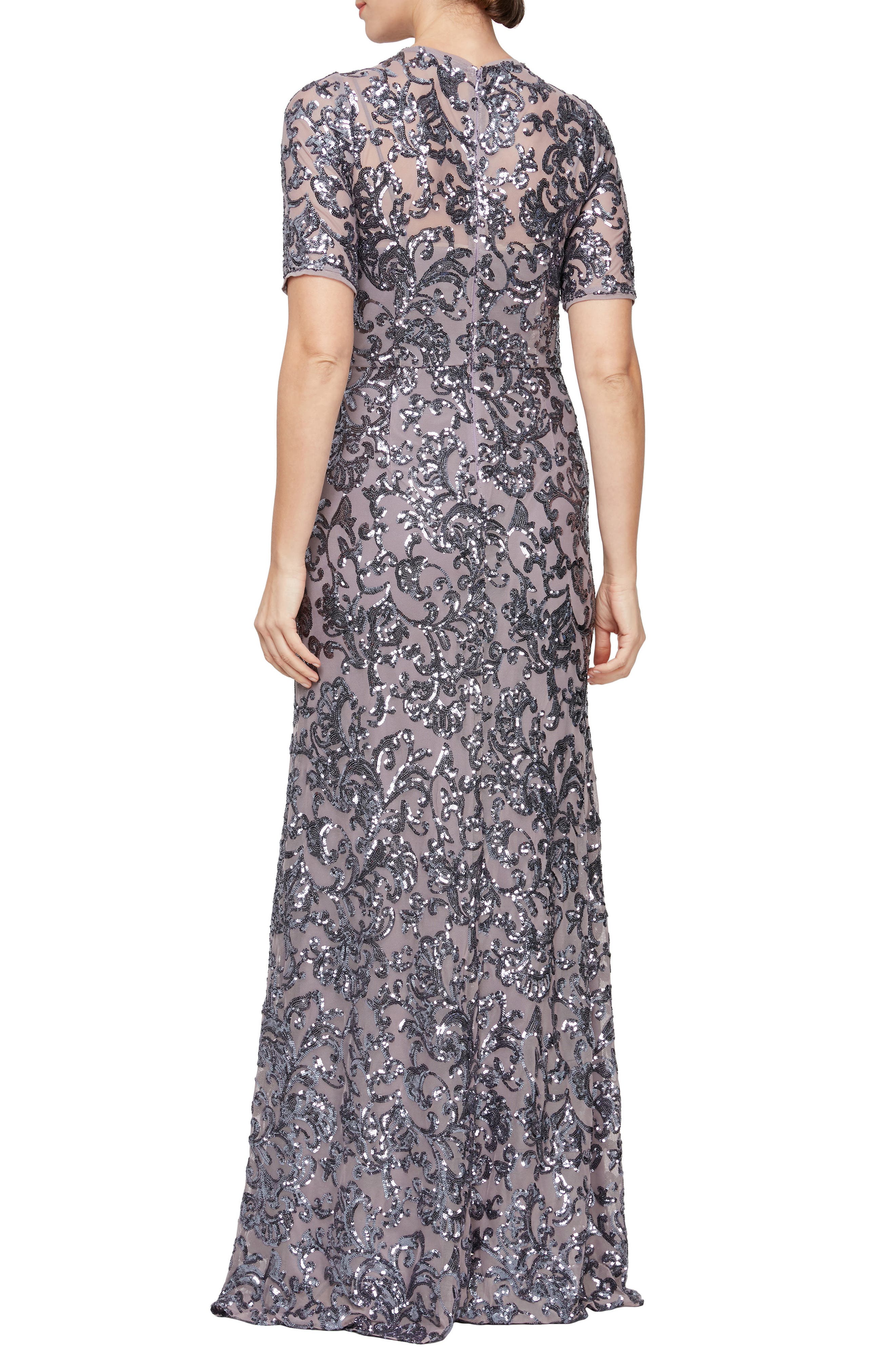 Sequin A-Line Evening Gown - image 2