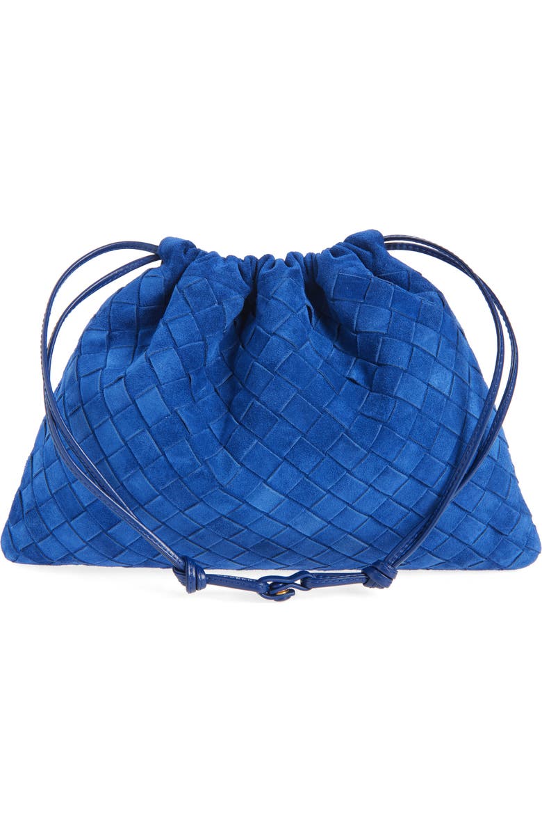 Bottega Veneta Medium Dustbag Intrecciato Suede Bag, Alternate, color, 4297 Blue Royal-Gold