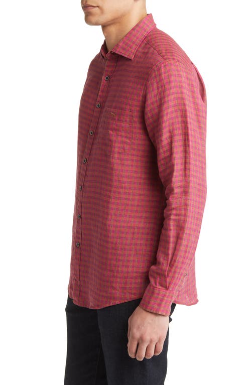 Rodd & Gunn White Pine Avenue Check Linen Button-up Shirt In Flamingo