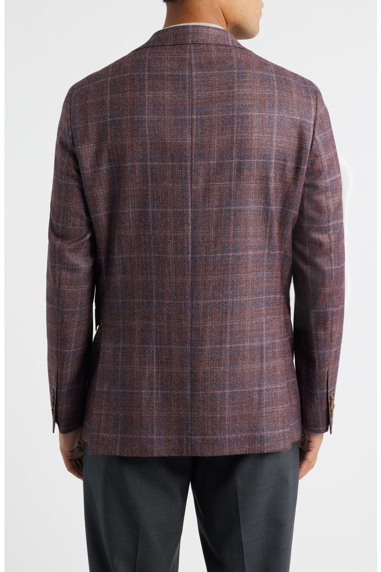 McAllen Red Plaid Soft Constructed Wool & Silk Blend Sport Coat, Alternate, color, MAUVE