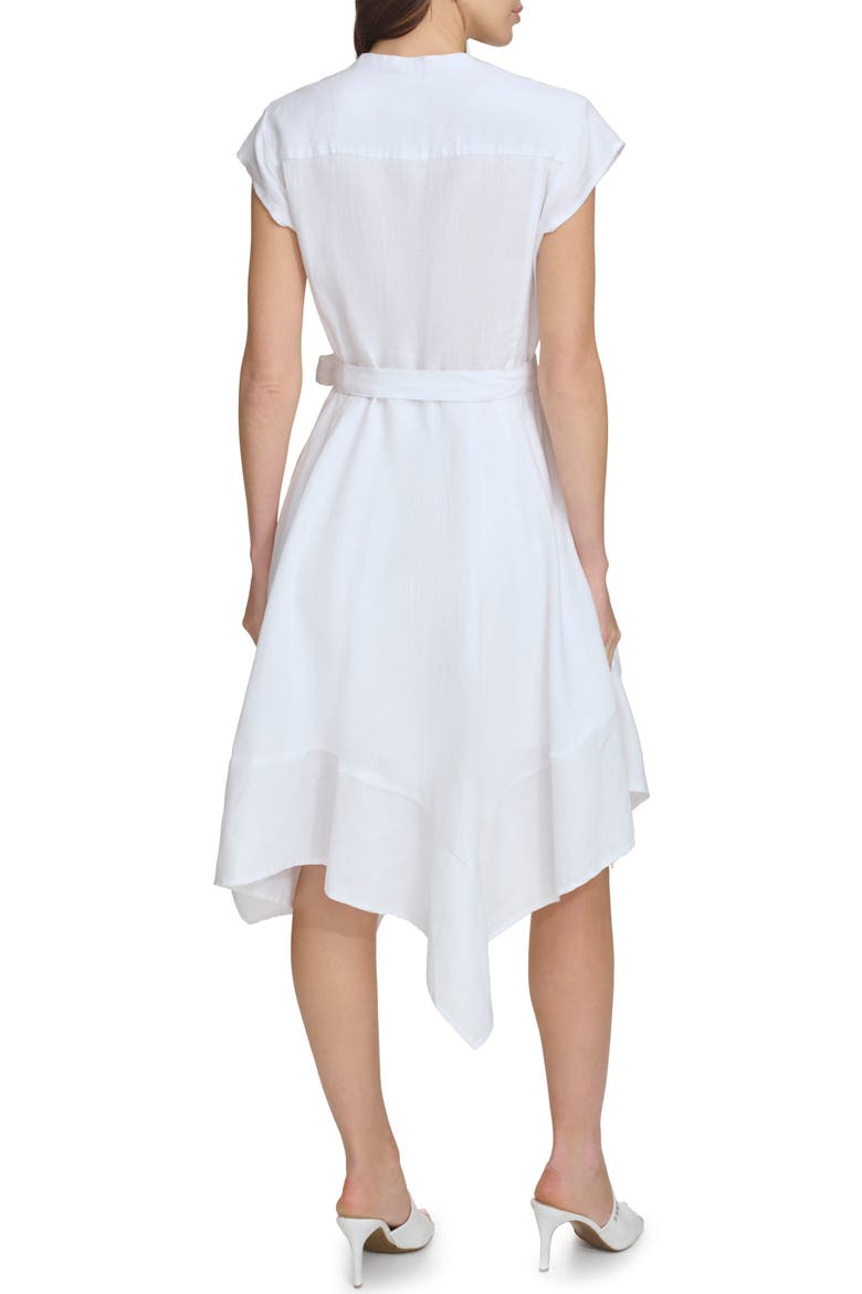 Handkerchief Hem Linen Shirtdress, Alternate, color, WHITE