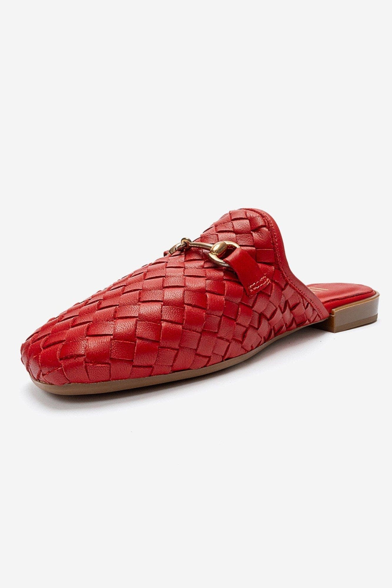 Senia Leather Woven Mule, Alternate, color, Red