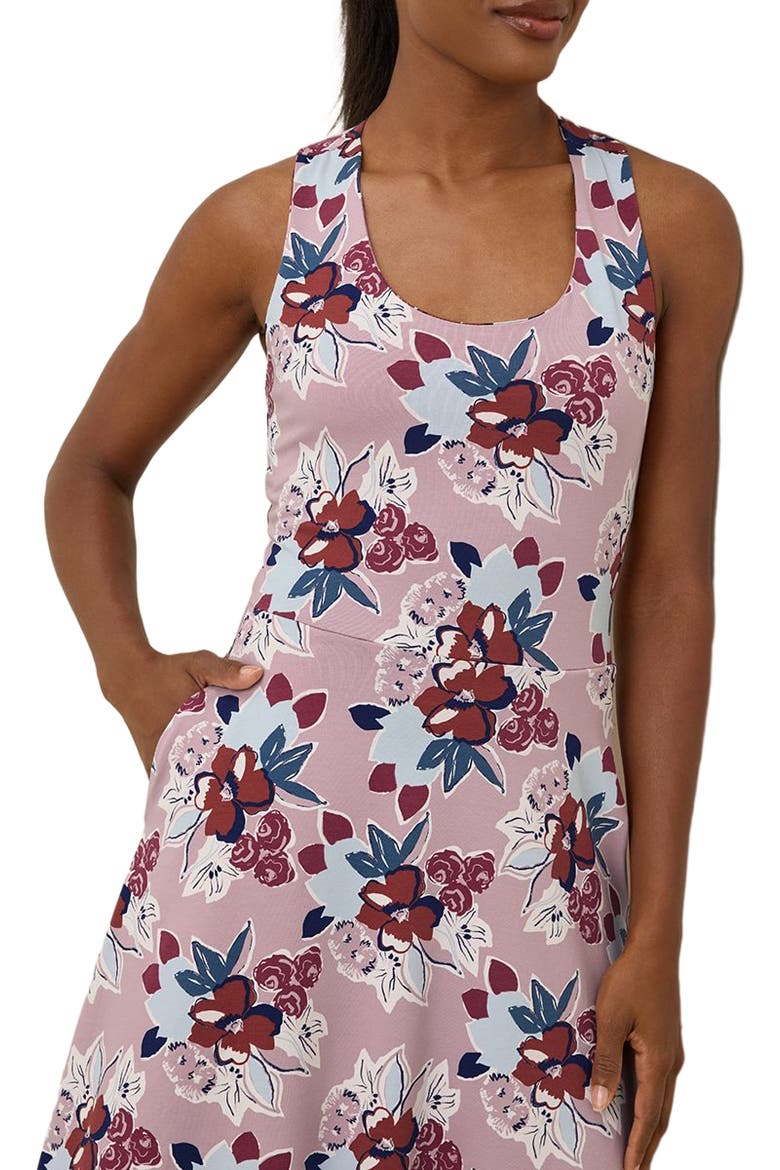 Organic Cotton Fit & Flare Open Back Maxi Dress, Alternate, color, Fresh Flora Lavender Haze
