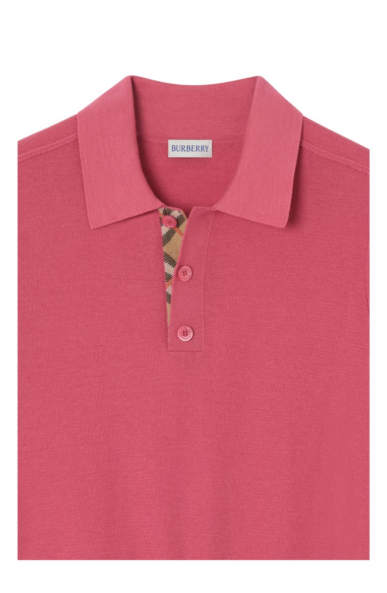 Burberry Wool Polo Shirt, Alternate, color, Mauvewood Pink