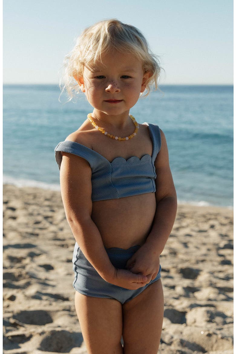 Kids' Little Seashell Scallop Two-Piece Swimsuit, Alternate, color, CHAMBRAY