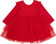 RuffleButts Toddler Girls Flutter Tulle Long Sleeve Twirl Dress