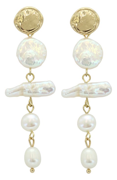 Imitation Pearl Linear Drop Earrings