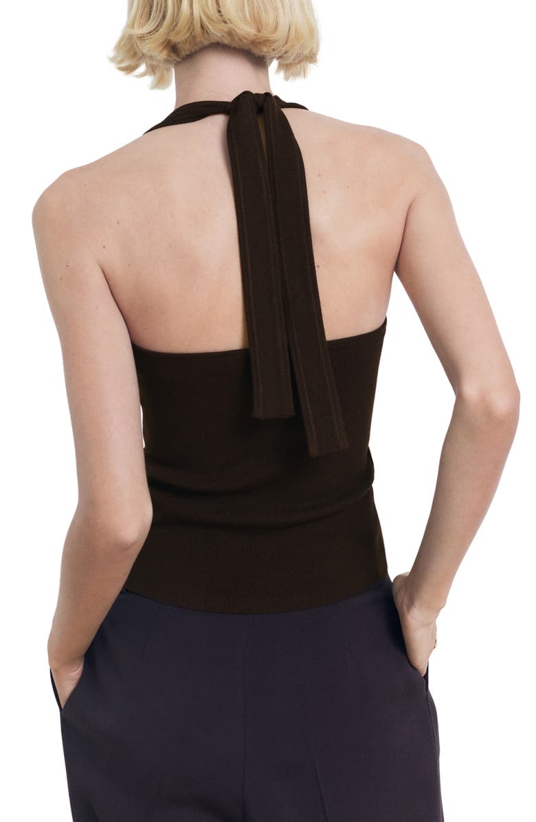 MANGO Knit Halter Tank, Alternate, color, Chocolate