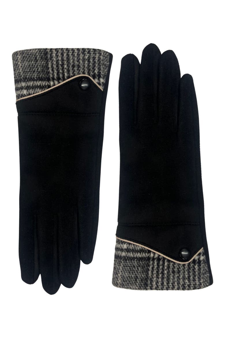Plaid Touchscreen Gloves, Main, color, BLACK
